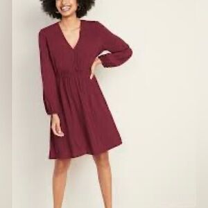 Anthro See U Soon| Elegant Burgundy Button-Down Dress